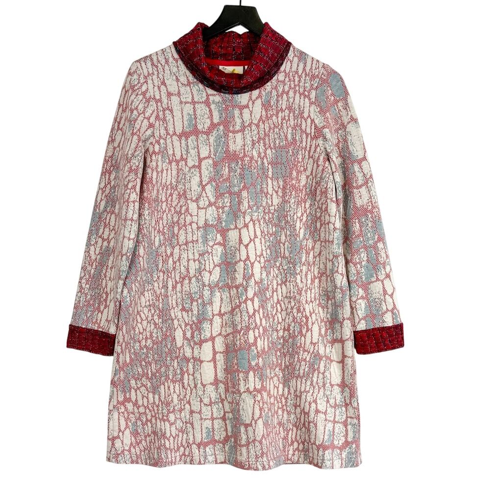 Maeve Anthropologie Red Mock Neck Sweater Mini Dress A-Line - M